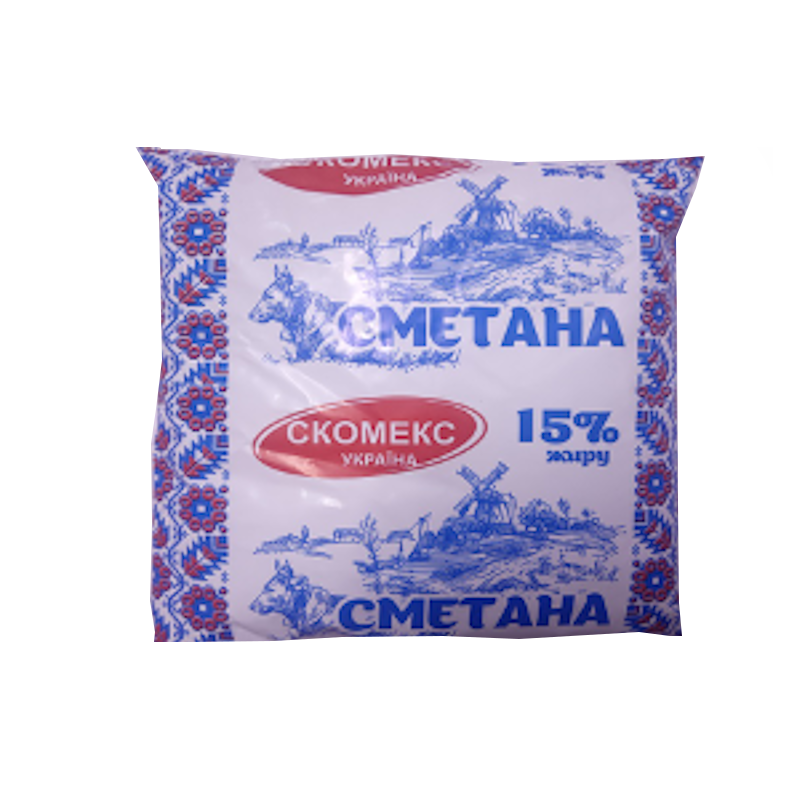 Сметана СКОМЕКС-УКРАЇНА 15%, 400г, плівка поліетиленова